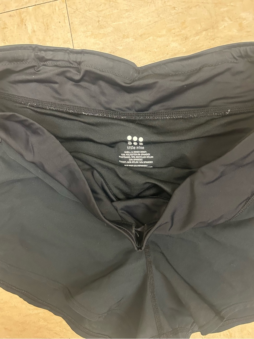 Title Nine Black Athletic Stretch Shorts size large with inner brief - Picture 6 of 10